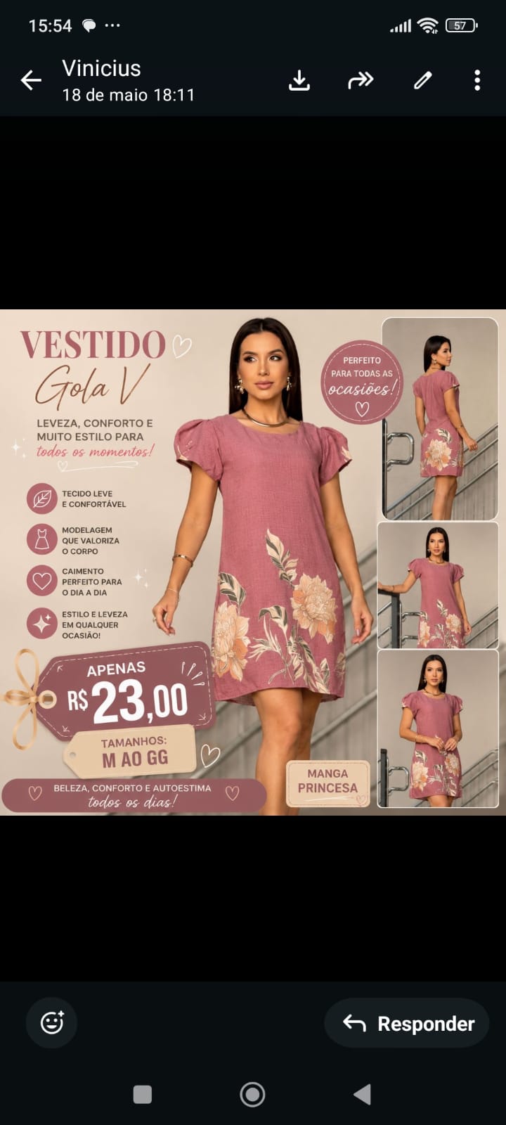 VESTIDO MANGA BUFF IARA 16325 EXG 109730