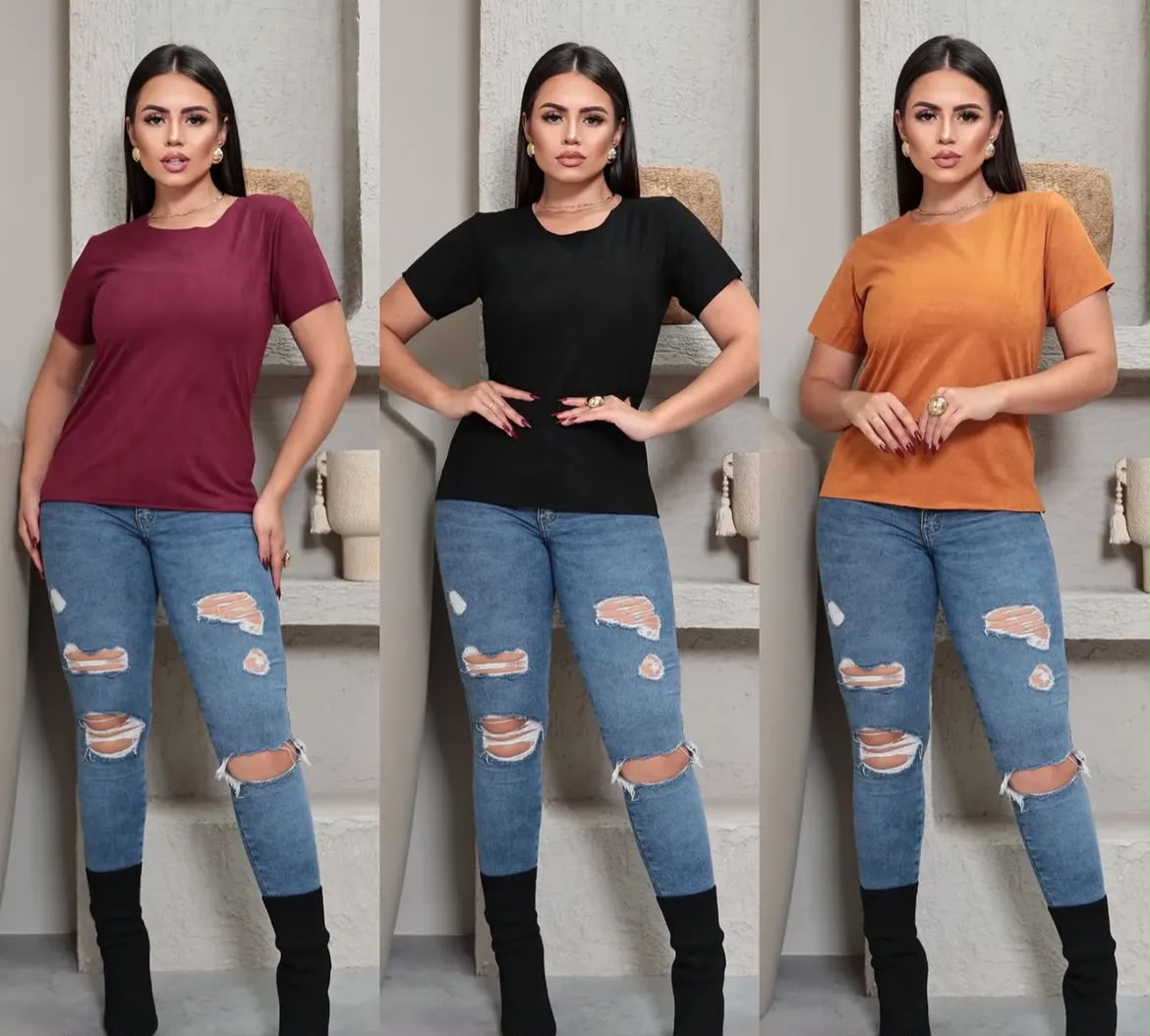 blusa suede baby look